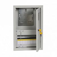 Распределительный шкаф ЩУРв 12 мод., IP31, встраиваемый, сталь, серая дверь, с клеммами |  код. MKM25-V-12-31-ZO |  IEK